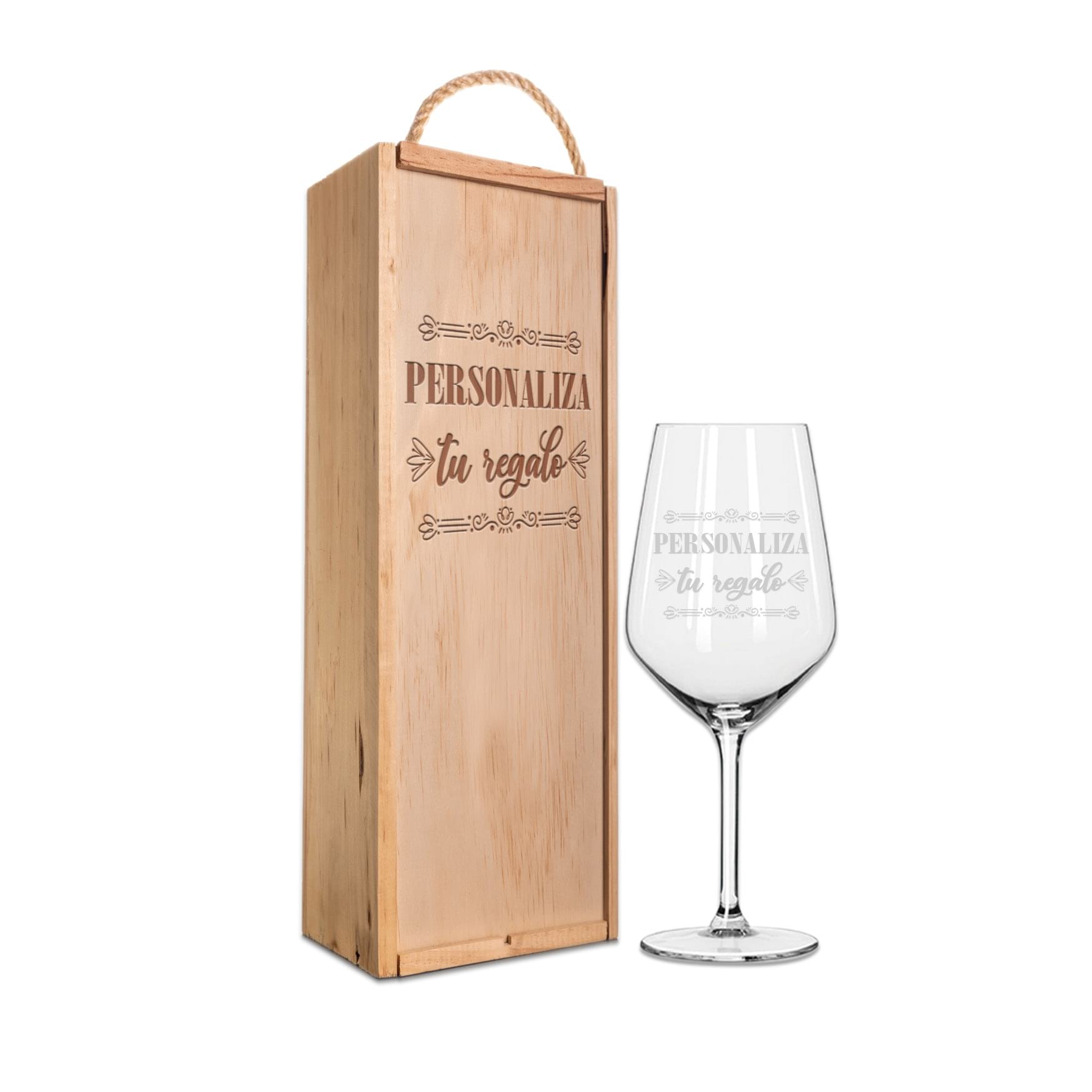 Kit Copa de vino grabada + caja personalizada regalos personalizados
