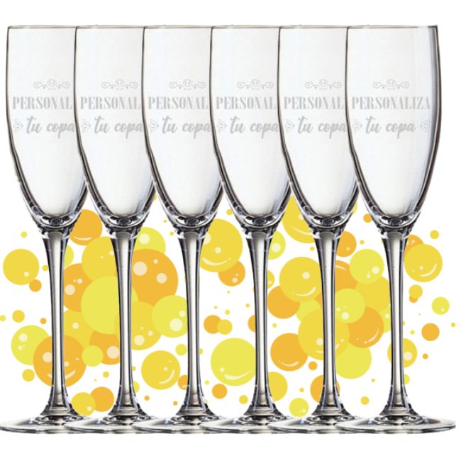 Copa de cava personalizada - Set de 6 - Vino personalizado