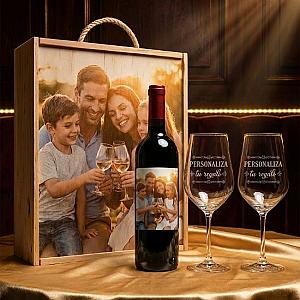 Kit de Vino Personalizado con caja y con 2 Copas 1
