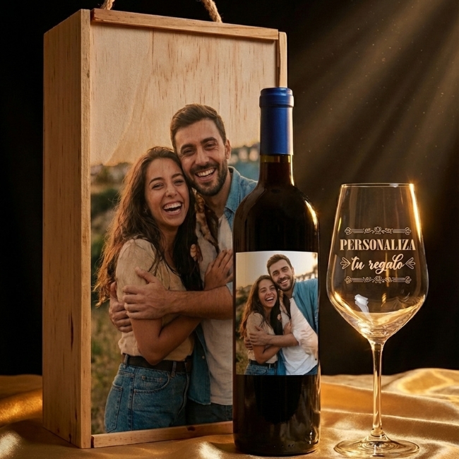 Kit vino y copa - Vino personalizado