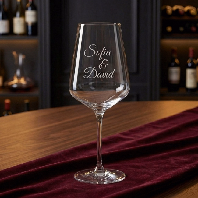 Copa de vino personalizada grabada a doble cara. - Imagen 1 - Vinos personalizados