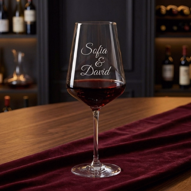 Copa de vino personalizada grabada a doble cara. - Imagen 2 - Vinos personalizados