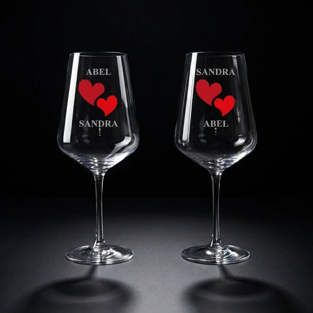 Pareja de Copas de vino personalizadas a color - Vino personalizado