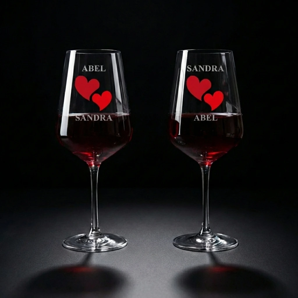 Pareja de Copas de vino personalizadas a color - Imagen 2 - Vinos personalizados