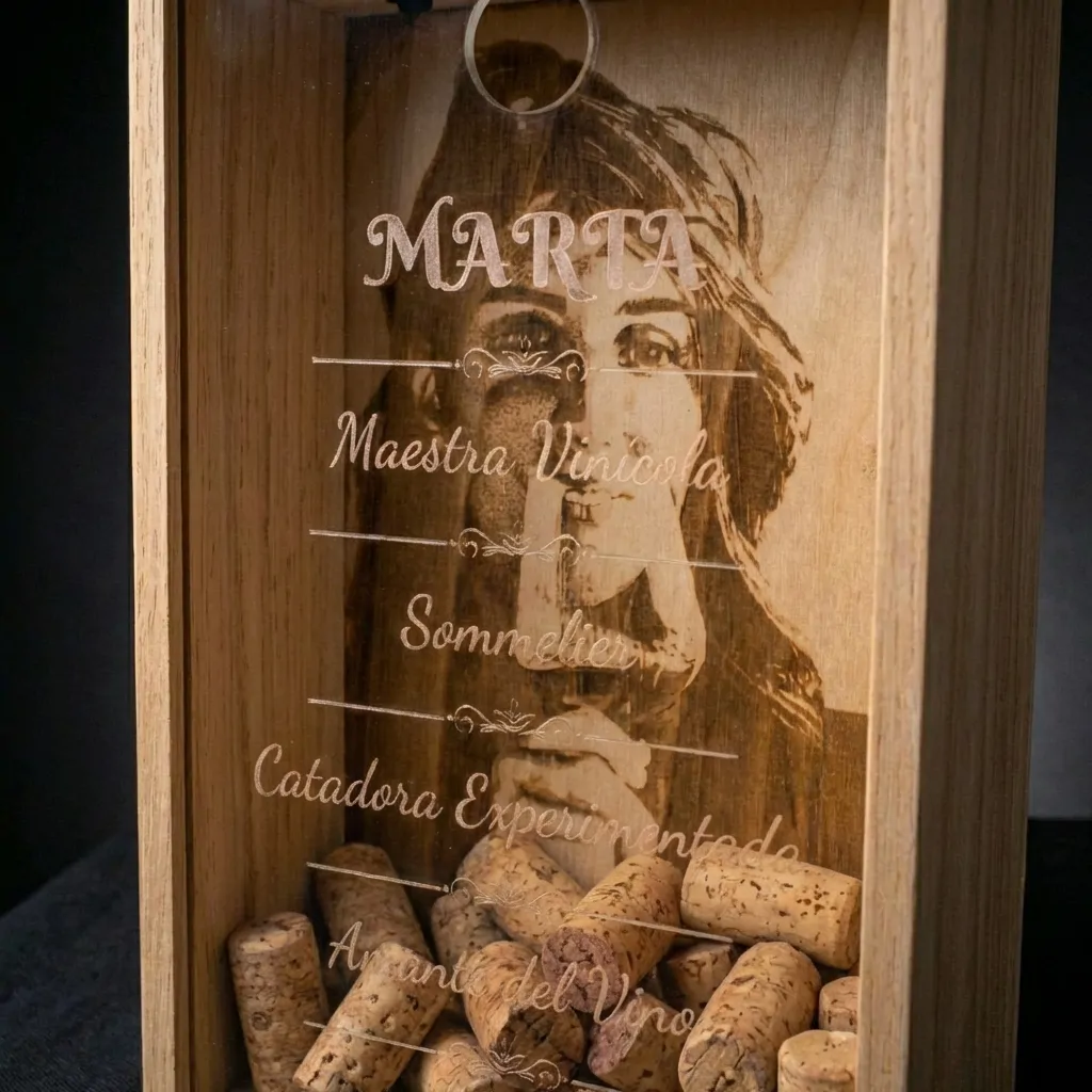 Caja personalizada con tapa de metacrilato - Niveles Sommelier - Vista alternativa