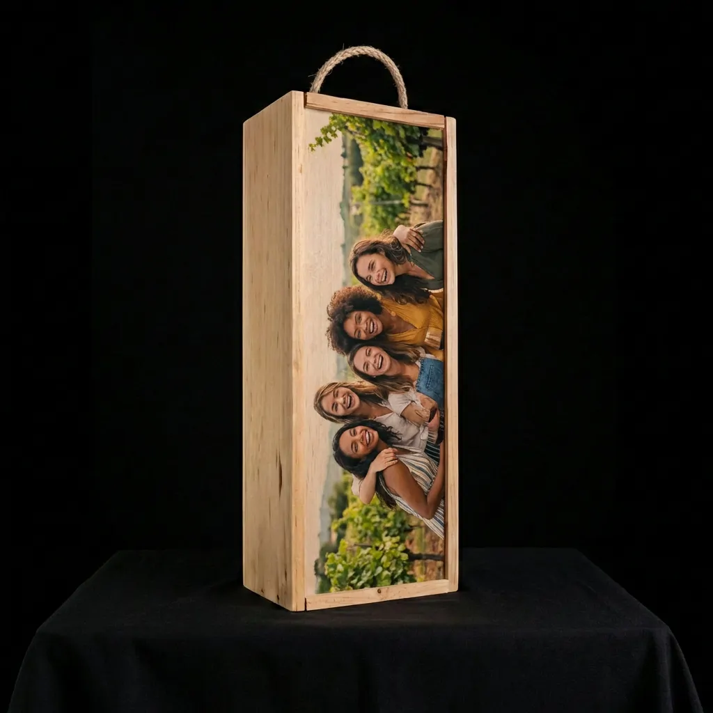 Caja de vino personalizada de madera  - Modelo 1 Vino - Vino personalizado