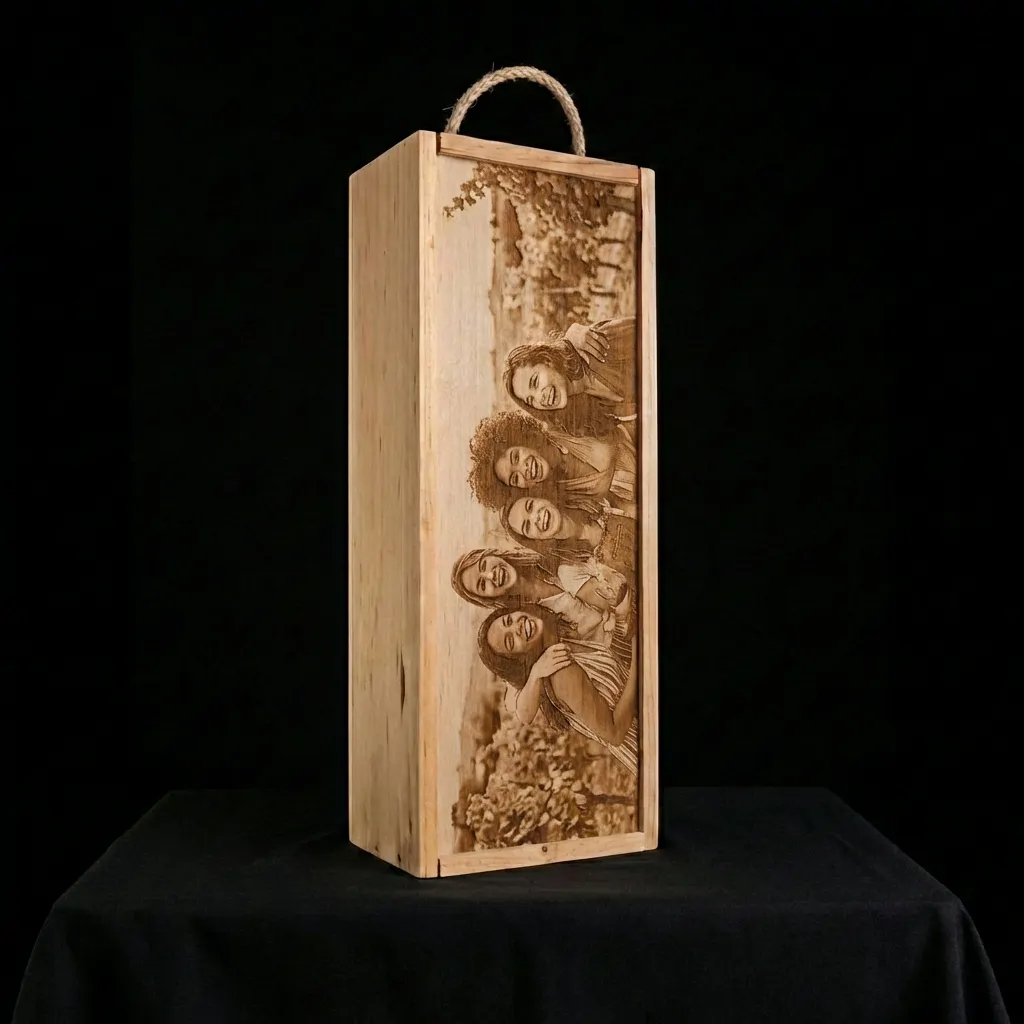 Caja de vino personalizada de madera  - Modelo 1 Vino - Vista alternativa