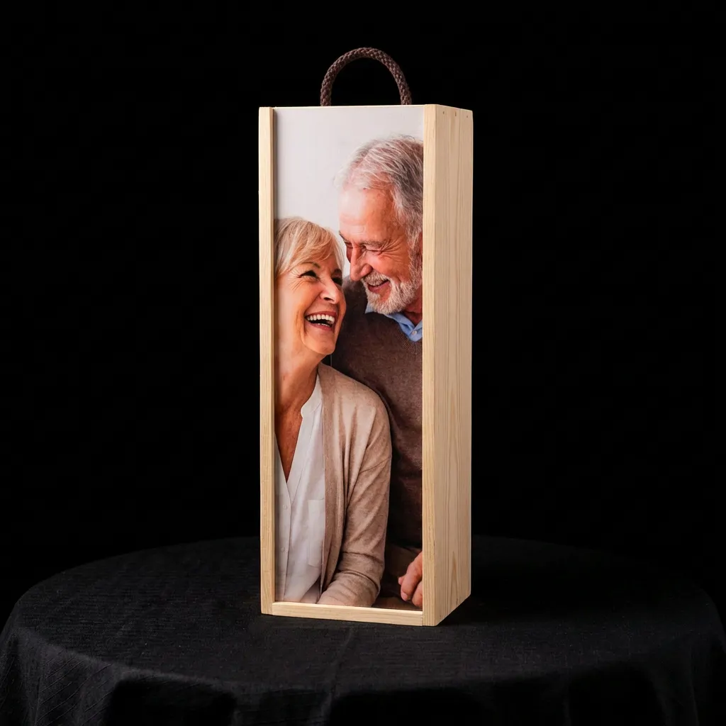 Caja de vino personalizada de madera  - Modelo Magnum - Vino personalizado