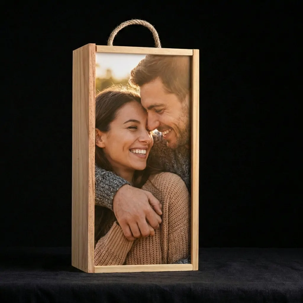 Caja de vino personalizada de madera  - Modelo 2 Vinos - Imagen 1 - Vinos personalizados