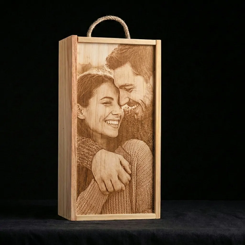 Caja de vino personalizada de madera  - Modelo 2 Vinos - Imagen 2 - Vinos personalizados