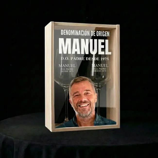 Kit Caja DO Padre con Metacrilato a Color + 2 Copas Personalizadas - Vista alternativa