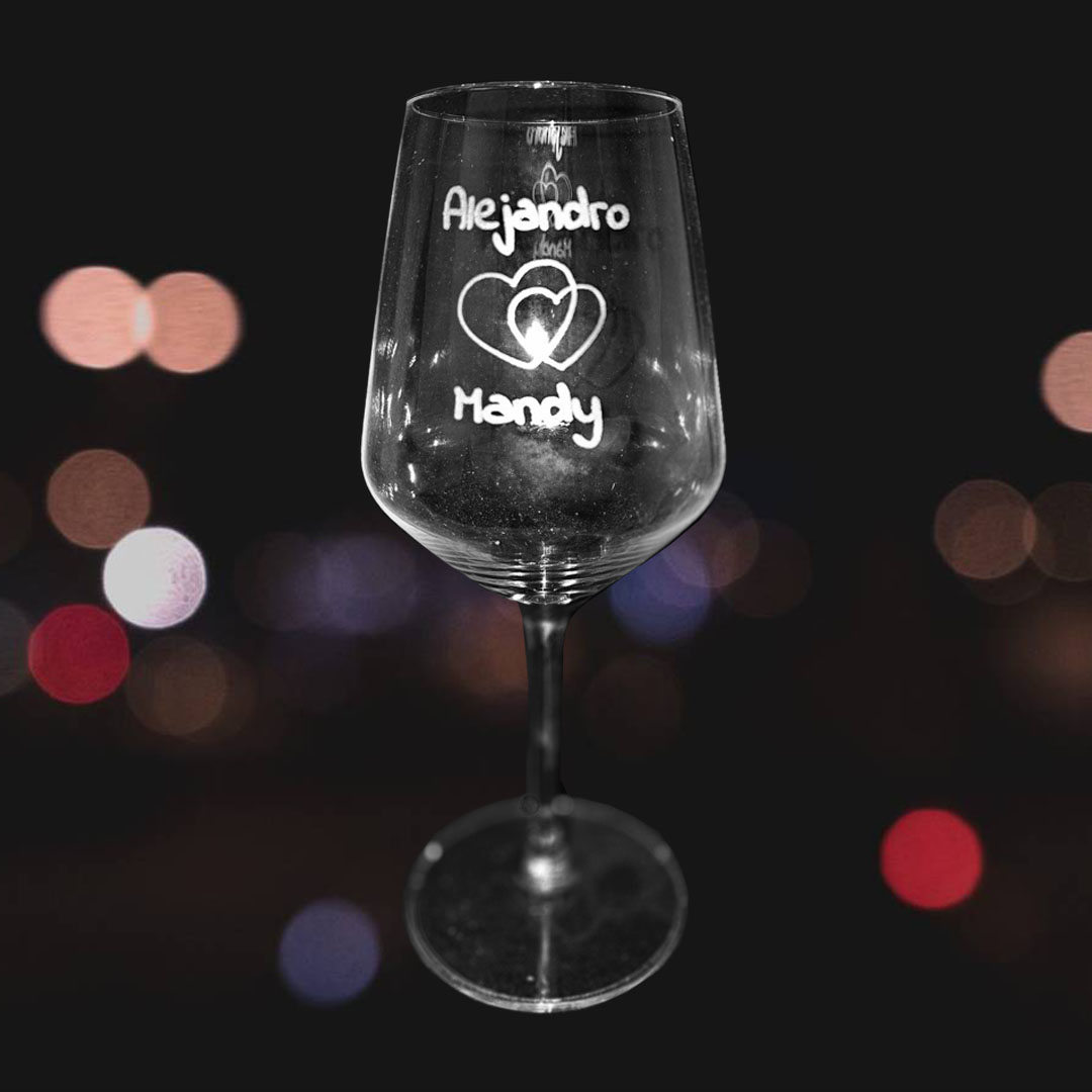 Copa de vino personalizada - Set de 4 - Modelo enamorados - Vino personalizado