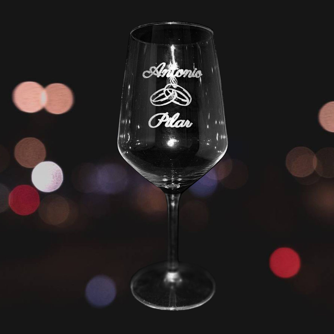 Copa de vino personalizada - Set de 4 - Modelo bodas - Vino personalizado