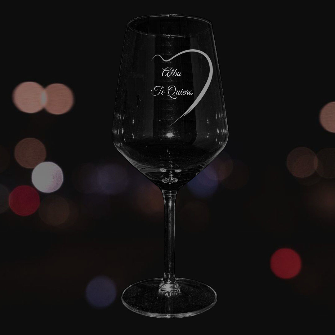 Copa de vino personalizada - Set de 4 - Modelo corazón  - Vino personalizado