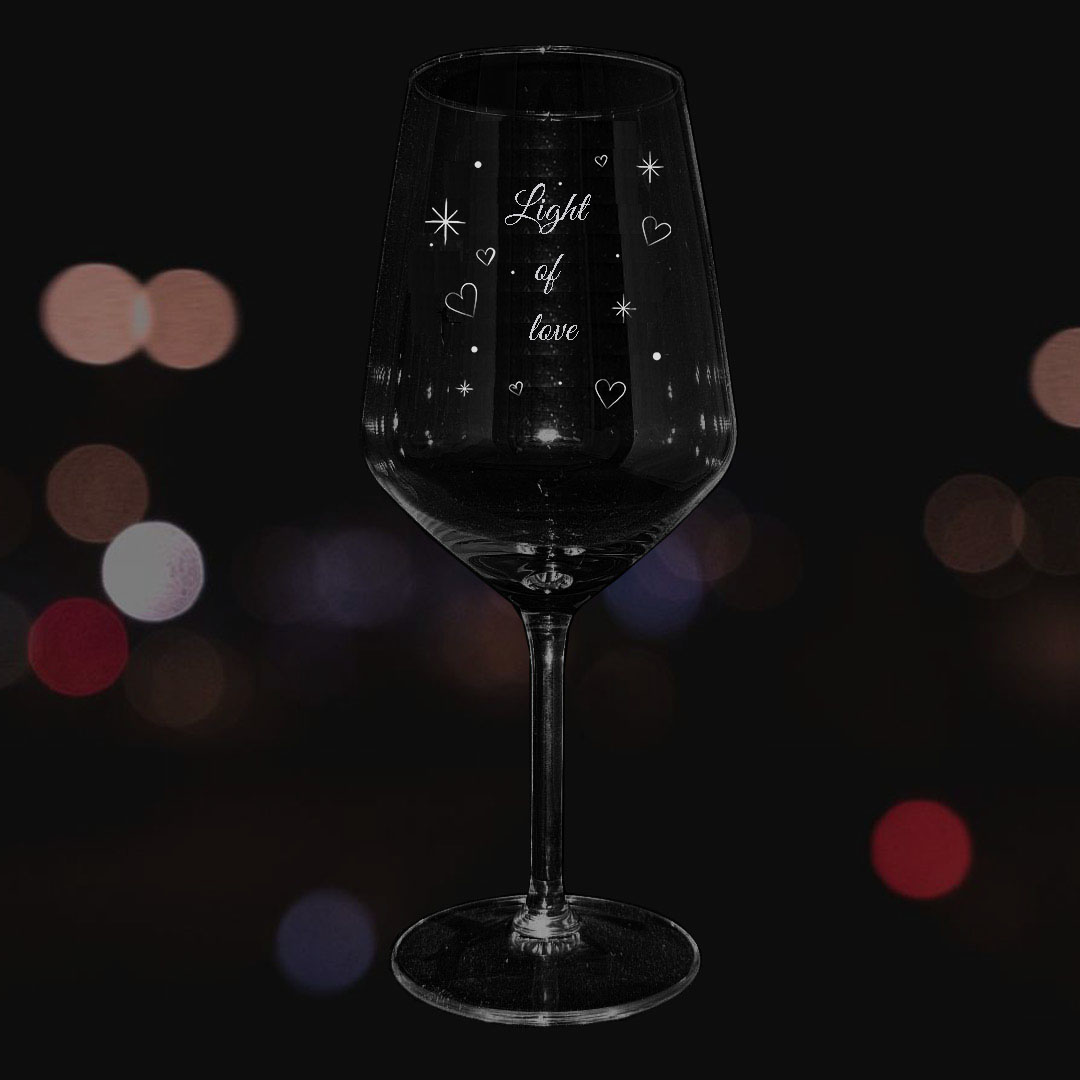 Copa de vino personalizada - Set de 4 . Modelo Light of Love - Vino personalizado