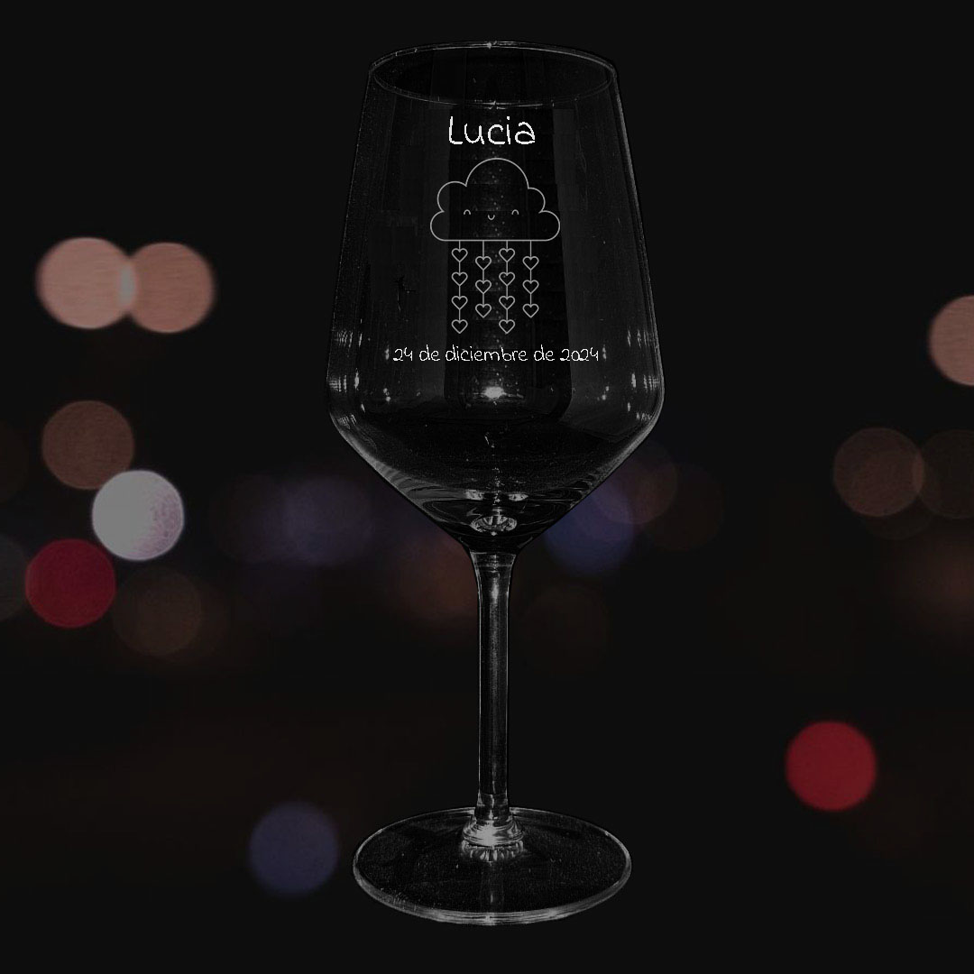 Copa de vino personalizada - Set de 4 - Modelo bautizo - Vino personalizado