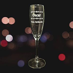 Copa de cava grabada a punta de diamante - Set de 4 - Modelo jubilación 1