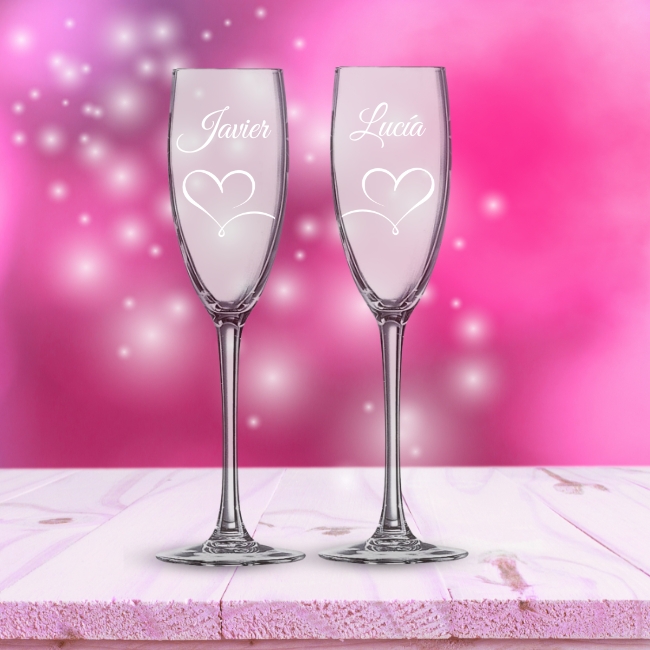Copa de cava personalizada - Kit de 2 - Vino personalizado