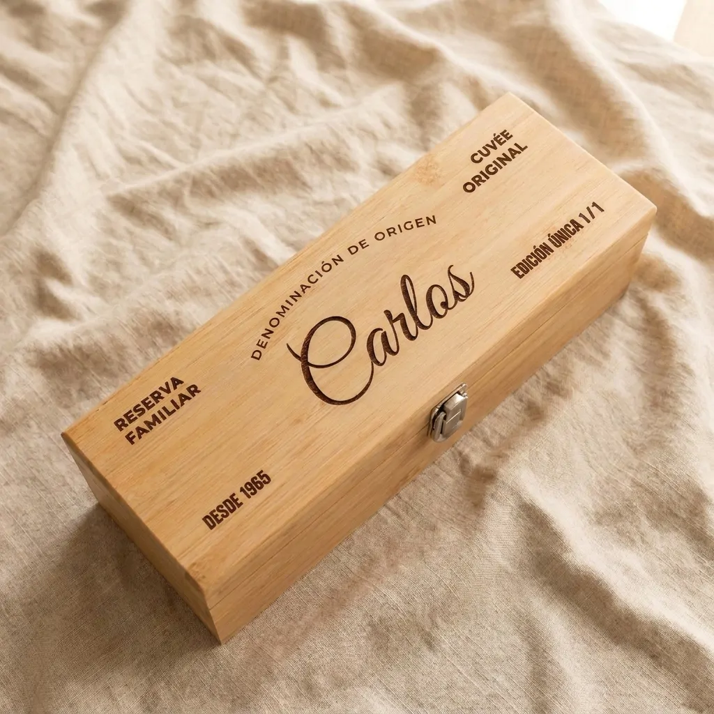 Cofre de Vino Personalizado con Estuche de Bambú y Accesorios - Modelo DO Padre