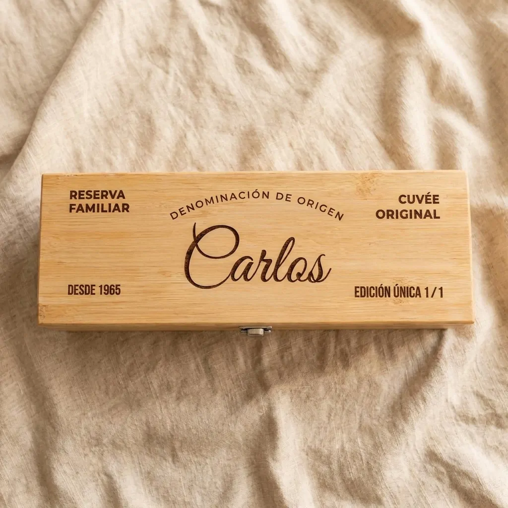 Cofre de Vino Personalizado con Estuche de Bambú y Accesorios - Modelo DO Padre