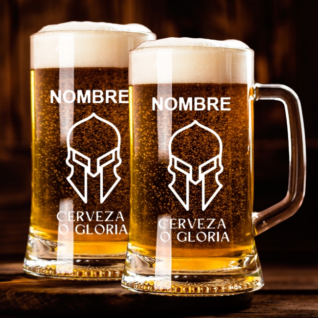 2 Jarras de Cerveza Personalizadas – Modelo Espartanos con Grabado Individual - Vino personalizado
