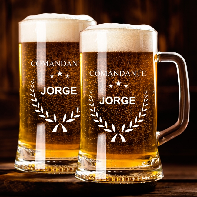2 Jarras de Cerveza Personalizadas – Modelo Tropa Cervecera con Grabado Individual - Vino personalizado