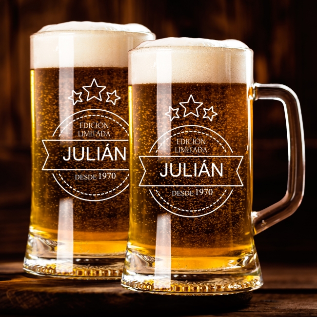 2 Jarras de Cerveza Personalizadas – Modelo Versión Exclusiva con Grabado Individual - Vino personalizado