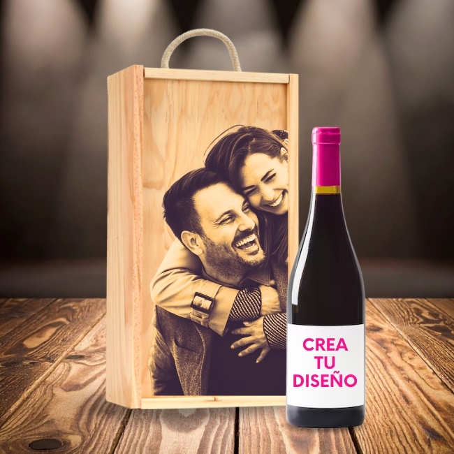 Kit Pon Tu Gourmet con Botella y Caja de Madera Personalizados - Vista alternativa