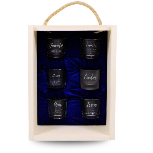 Kit de 6 chupitos personalizado con caja - Vino personalizado