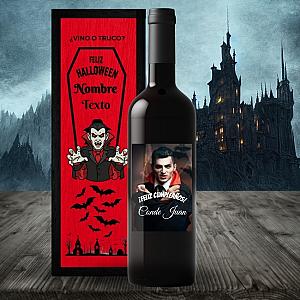 Sangre de Drácula – Vino Personalizado con Caja Ataúd a Color para Halloween 1
