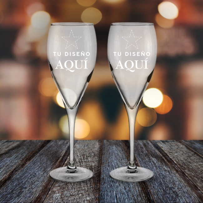 Copa Cava Elegance personalizada - Kit de 2 - Vino personalizado