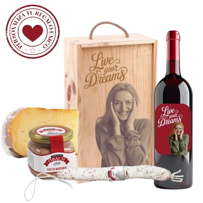 Lote nº 7  Cestas Gourmet Personalizadas  con Vino para regalar - Vino personalizado
