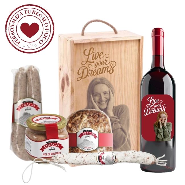 Lote nº 9 Cestas Gourmet Personalizadas con Vino para regalar - Vino personalizado
