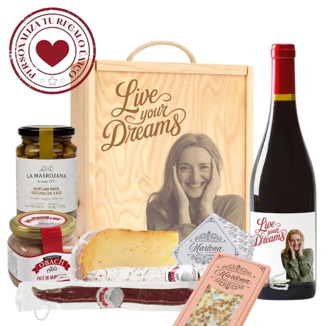 Lote nº 12 Cestas Gourmet Personalizadas con Vino para regalar - Vino personalizado