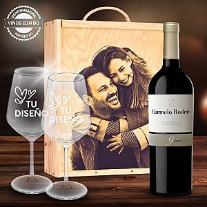 Kit de vino personalizado con caja y 2 copas – DO Ribera del Duero 1