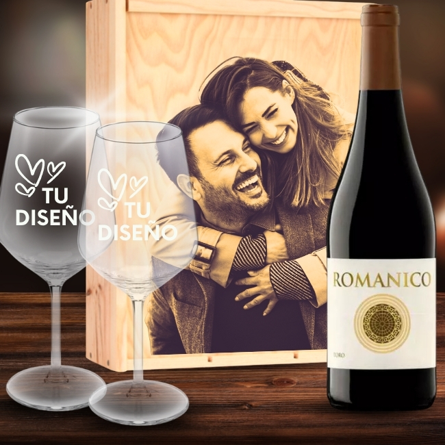 Kit de vino personalizado con caja y 2 copas – DO Toro - Vista alternativa