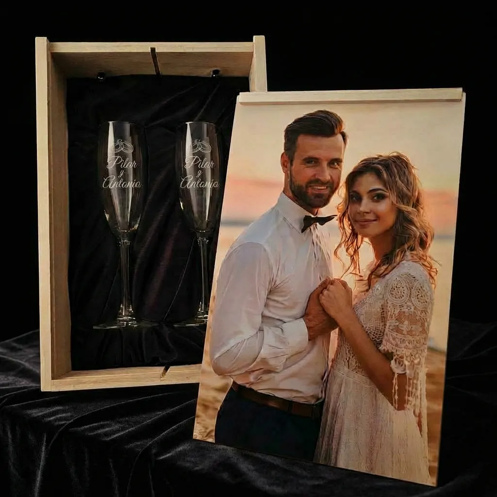 Bodas - Regalos personalizados con vino y copas para bodas, padrinos e invitados.