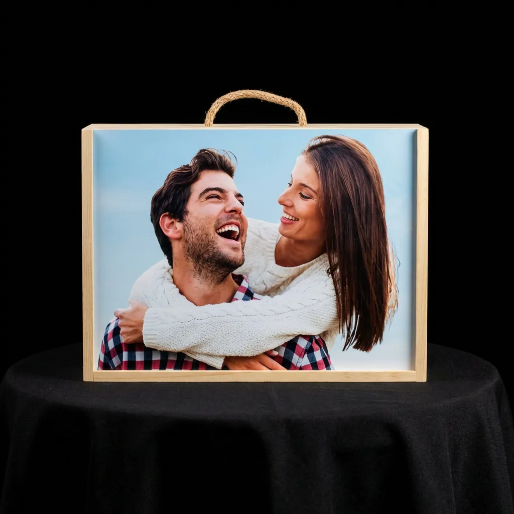 Caja de vino personalizada de madera - Modelo 2 Jarras - Cajas de vino personalizadas de madera | Diseña tu caja original